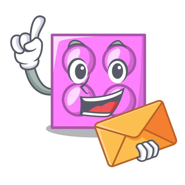 With envelope toy brick character cartoon — Stock Vector