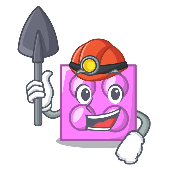 Mascotte de Miner jouet brique dessin animé — Image vectorielle