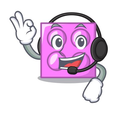 Kulaklık oyuncak tuğla maskot karikatür ile