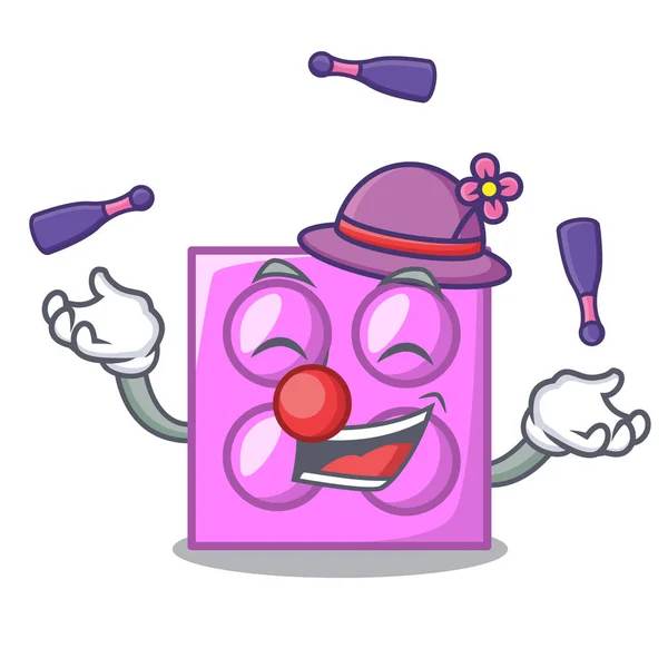 Hračka cihly maskot kreslený žonglování — Stockový vektor