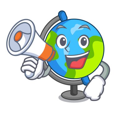 Megafon küre karakter karikatür tarzı ile