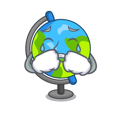 Ağlayan küre maskot karikatür tarzı