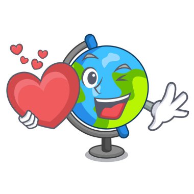 Kalp küre maskot karikatür tarzı ile