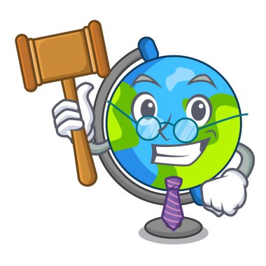 Yargıç küre maskot karikatür tarzı