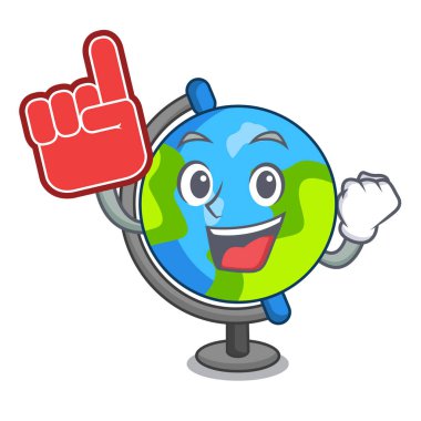 Köpük parmak küre maskot karikatür tarzı