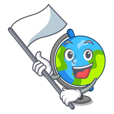 Bayrak küre maskot karikatür tarzı ile