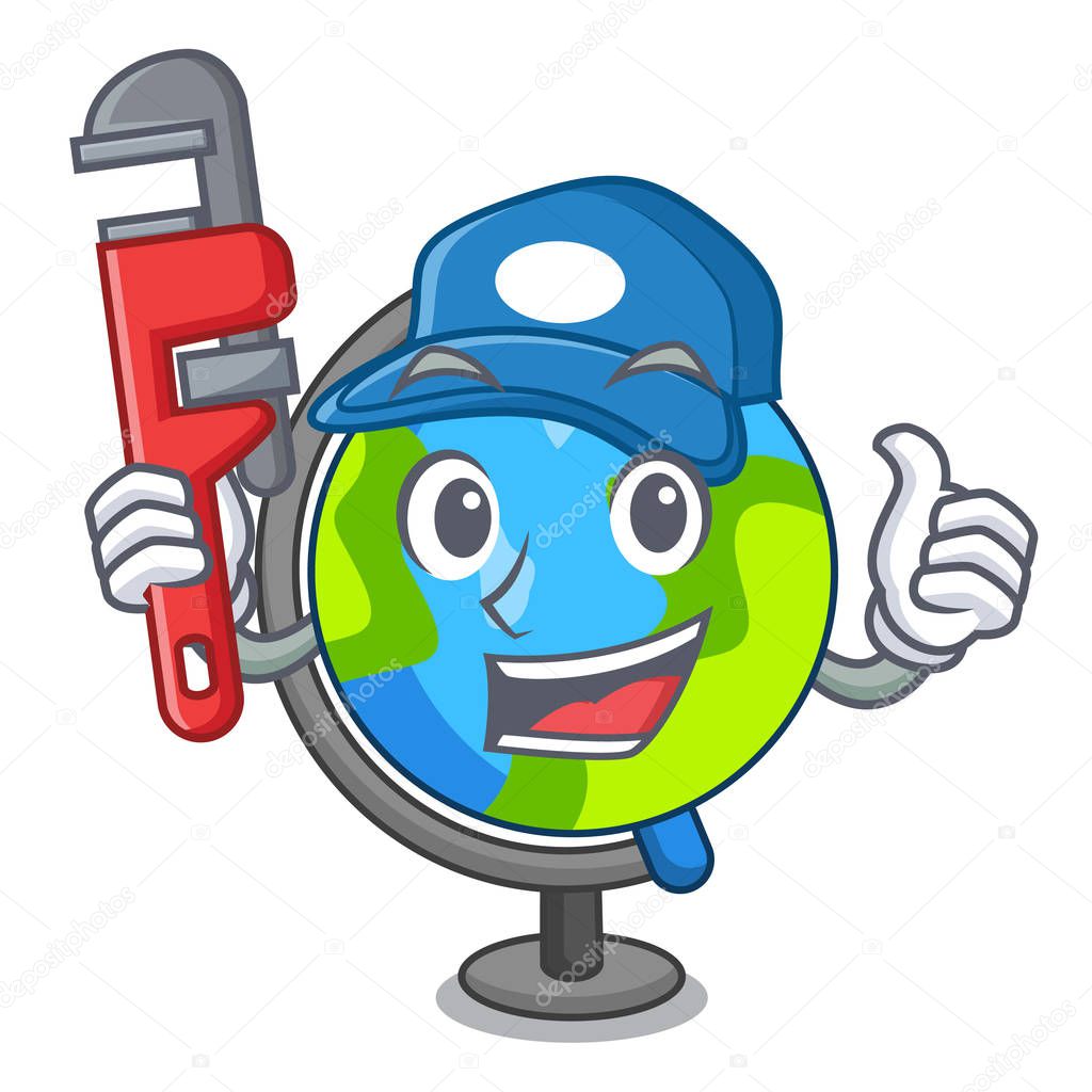 Plumber globe mascot cartoon style