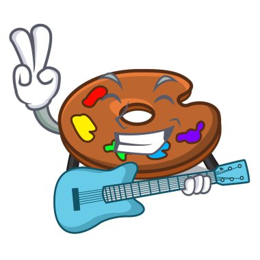 Gitar paleti maskot karikatür tarzı vektör çizim ile