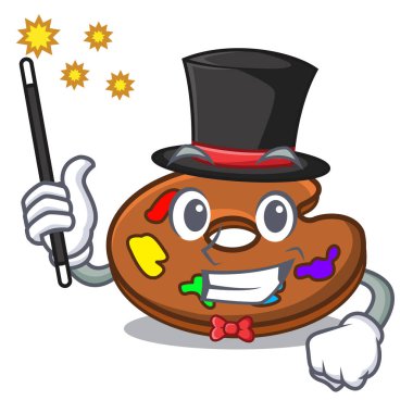 Sihirbaz paleti maskot karikatür tarzı vektör çizim