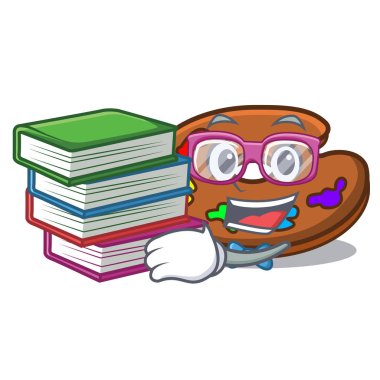 Öğrenci kitap paleti maskot karikatür tarzı vektör çizim ile