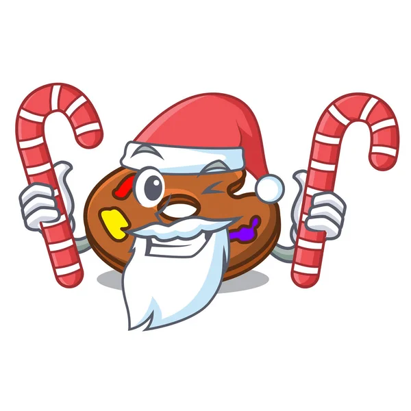 Weihnachtsmann Mit Süßigkeiten Palette Maskottchen Cartoon Stil Vektor Illustration — Stockvektor
