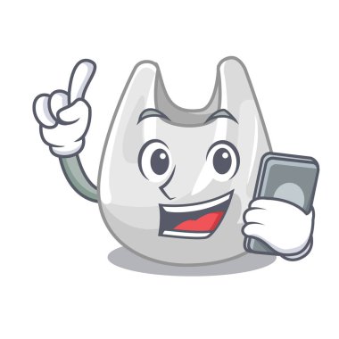 Telefon plastik torba karakter karikatür vektör çizim ile
