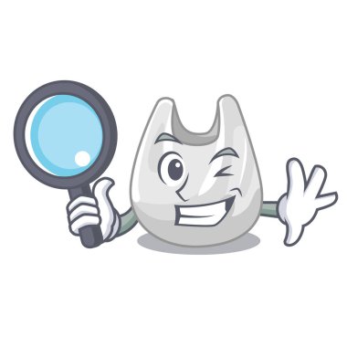 Dedektif plastik torba karakter karikatür