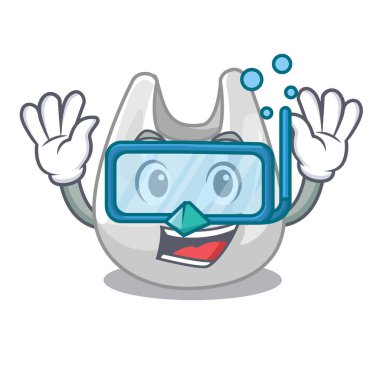 Plastik torba karakter karikatür vektör çizim dalış