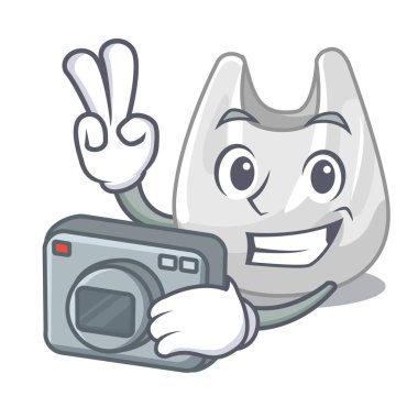 Fotoğrafçı plastik torba maskot çizgi film