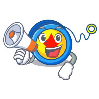 Megafon yoyo karakter karikatür tarzı ile