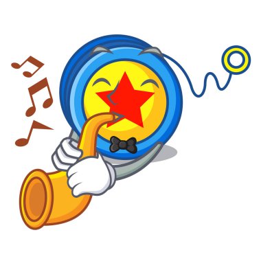 Trompet yoyo maskot karikatür tarzı ile