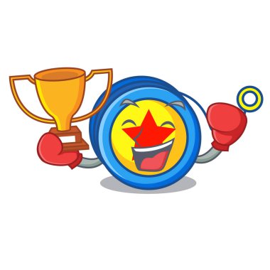 Boks şampiyonu yoyo maskot karikatür tarzı