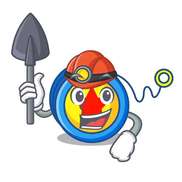 Miner yoyo mascot cartoon style — Stock Vector