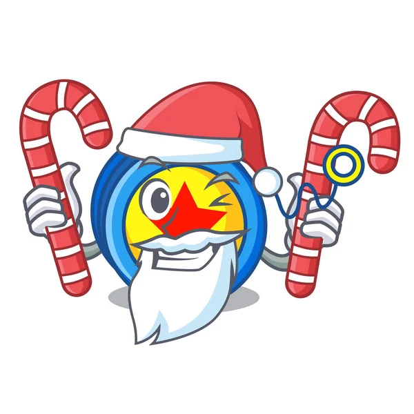 Santa z candy yoyo maskotka styl kreskówek — Wektor stockowy