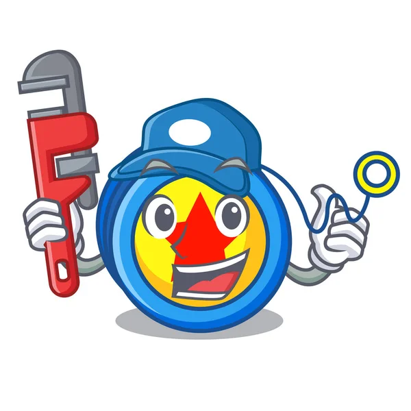 Plumber yoyo mascot cartoon style — Stock Vector