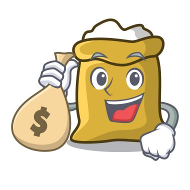 Para çantası un karakter karikatür tarzı vektör çizim ile