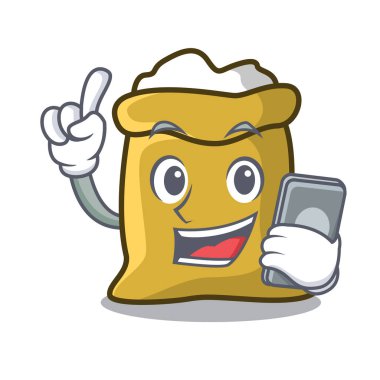 Telefon un karakter karikatür tarzı vektör çizim ile