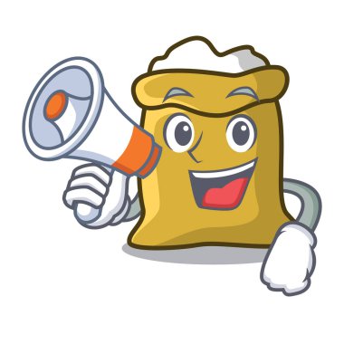 Megafon un karakter karikatür tarzı vektör çizim ile