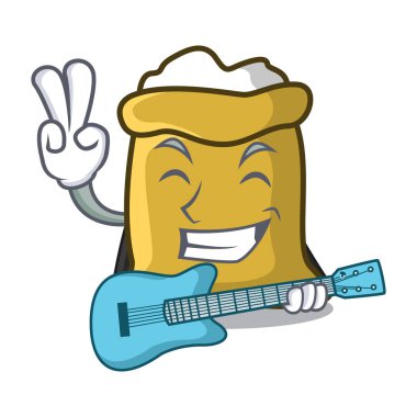 Gitar un maskot karikatür tarzı vektör çizim ile