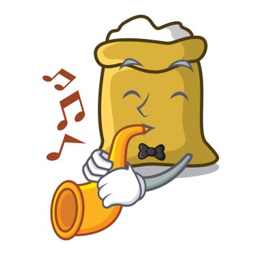 Trompet un maskot karikatür tarzı vektör çizim ile