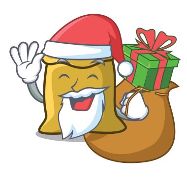 Noel Baba hediye un maskot karikatür tarzı vektör çizim ile