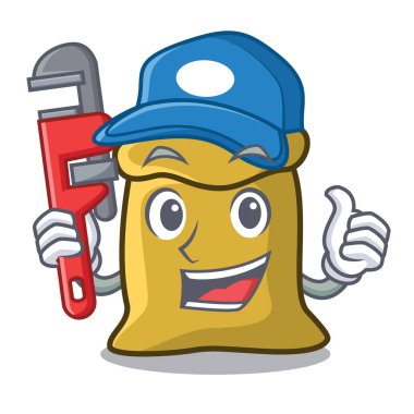 Tesisatçı un maskot karikatür tarzı vektör çizim