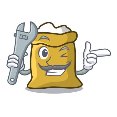 Mekanik un maskot karikatür tarzı vektör çizim