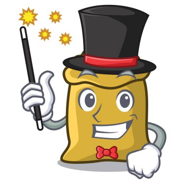 Sihirbaz un maskot karikatür tarzı vektör çizim