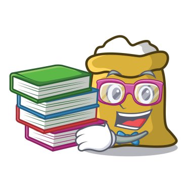 Öğrenci kitap un maskot karikatür tarzı vektör çizim ile