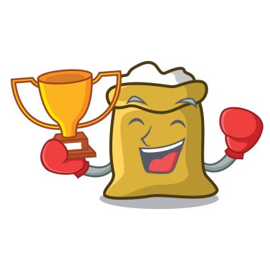 Kazanan un maskot karikatür tarzı vektör çizim boks