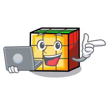 Dizüstü rubik küp karakter karikatür ile