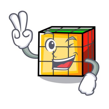 İki parmak rubik küp karakter karikatür