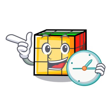 Saat rubik küp karakter karikatür ile