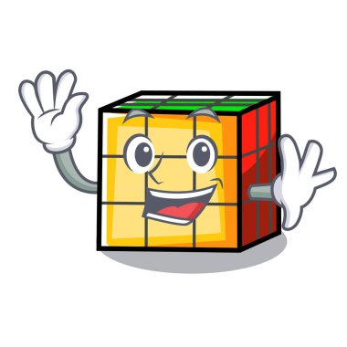 Rubik küp karakter karikatür sallayarak