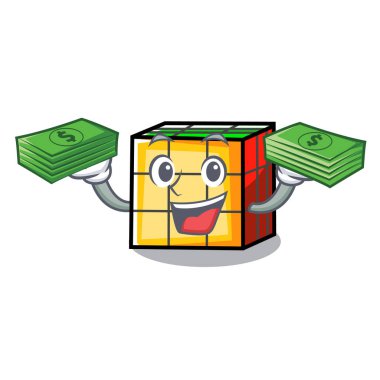 Para rubik küp maskot karikatür ile
