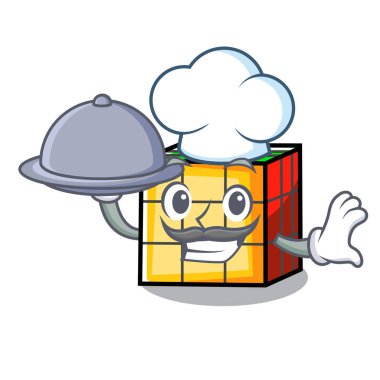 Şef gıda rubik küp maskot karikatür ile