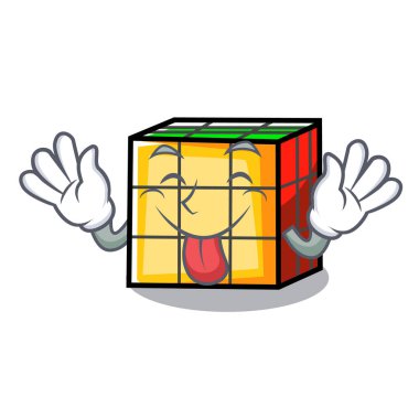 Rubik küp maskot karikatür dil