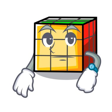 Rubik küp maskot karikatür bekliyor