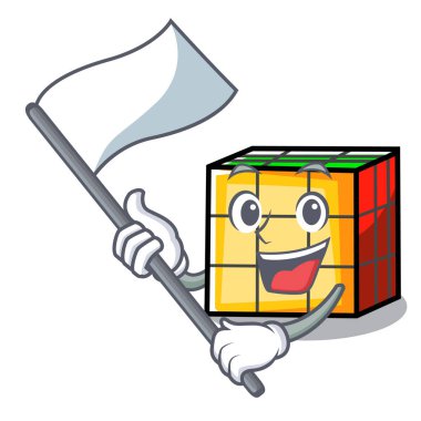 Bayrak rubik küp maskot karikatür ile
