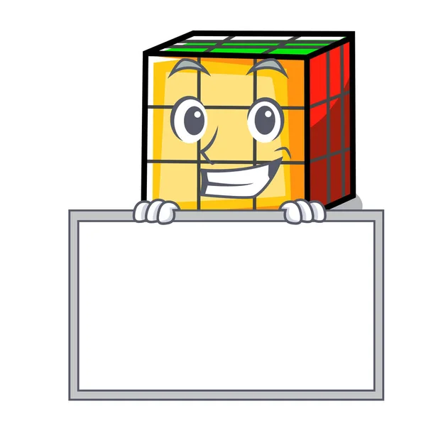 Grinning con bordo rubik cubo personaggio cartone animato — Vettoriale Stock