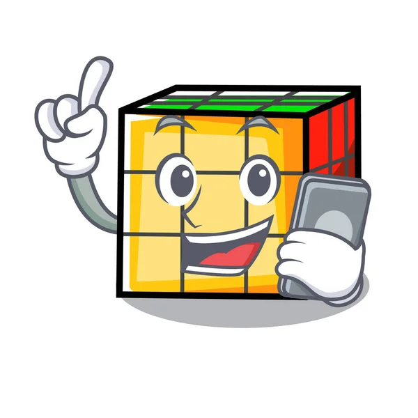 Mit Telefon Rubik Cube Charakter Cartoon — Stockvektor