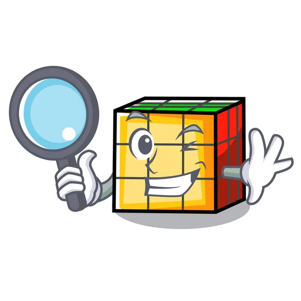 Détective rubik cube personnage dessin animé — Image vectorielle