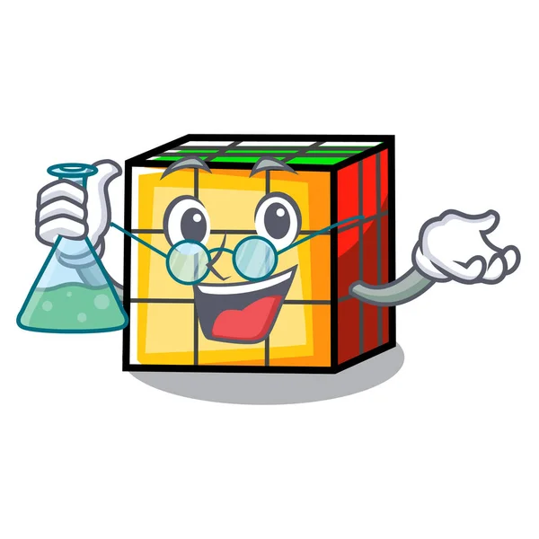 Professor Rubik Cube Charakter Cartoon — Stockvektor