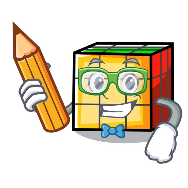 Student rubik cube character cartoon — Stock Vector